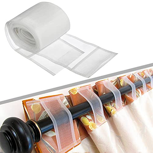 Hoonng 10cm Stegband Gardinenband Schlaufenband Transparent Verdeckte Vorhangband zum Aufnähen, Stil 1, 4M