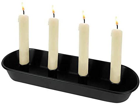 Kerzentablett Adventskranz Schwarz Metall Länglich Weihnachten 37cm