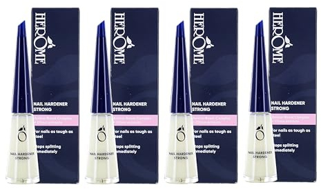 Herome 4-pack nagelhärdare stark nagelförstärkare garanterat fasta naglar inom 30 dagar. (Strong) – 4 x 10 ml.