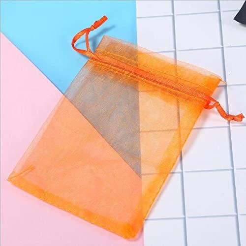 ORGEFY Organza-Beutel mit Kordelzug, 10 x 15 cm, 10 x 15 cm, Orange, 5 x 7 cm, 10 x 15 cm, 100 Stück/Packung