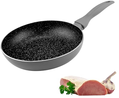 KARL HAUSMANN Poêle à Induction Ø 18 cm - Poele Aluminium Antiadhésive Non Toxique avec Revêtement Granit Marbre - Compatible Tous Feux Incluant Gaz - Sans PFOA ni PTFE - Frying Pan - Poêles a Frire