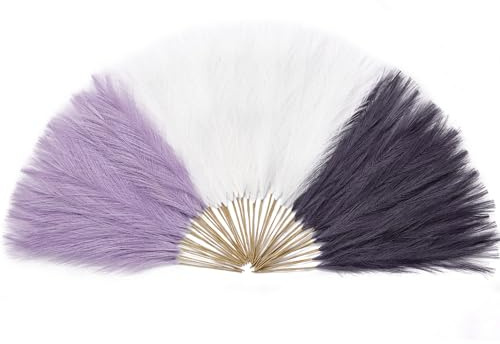 Serwalin 𝟲𝟬 𝙎𝙩𝙪̈𝙘𝙠 Pampasgras,45cm Faux Pampasgras Dekoration,Flauschiges künstliches Pampasgras für Boho Dekoration,Wohnzimmer,Haus,Vase Füllung,Hochzeit Tisch Vase Dekoration(Lila und Weiß)