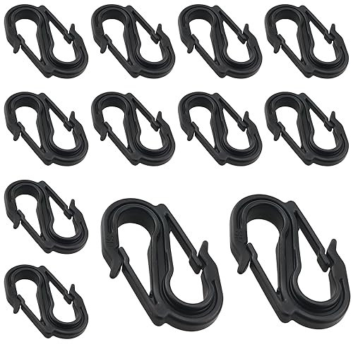 ZZLZX 12 fibbie a forma di S a doppia testa in plastica per appendere rapidamente ganci a S per teloni, tende, panni impermeabili, reti elastiche, reti da carico, reti per camion, ganci da montagna
