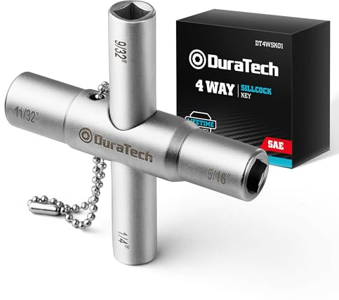 DURATECH 4 Way Sillcock Key, 1/4, 9/32, 5/16, 11/32, 1-Pack, for Valve, Faucet, and Spigots