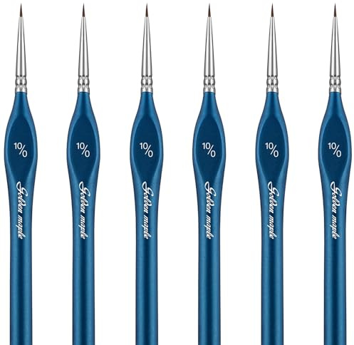 Set di pennelli in miniatura, 6 pezzi, 10/0, mini pennelli piccoli per pittura per arte, artigianato, acrilico, acquerello, olio, modello, viso e pittura con numeri, figurine, blu
