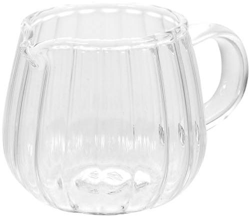 PRETYZOOM Petit Pichet à Lait en Verre Rayé 60ml avec Bec Verseur Facile à Nettoyer, Maison Restaurants