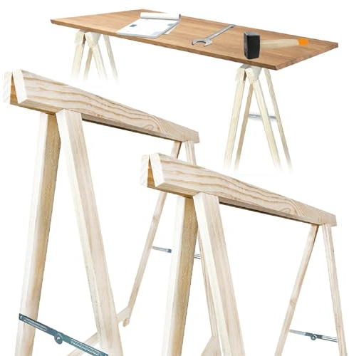 Crisalide® Coppia Cavalletti in Legno Massello di Pino – Portata 400 kg – Pieghevoli 73x76 cm – Cavalletti da Lavoro per Fai da Te, Bricolage, Officina e Uso Professionale