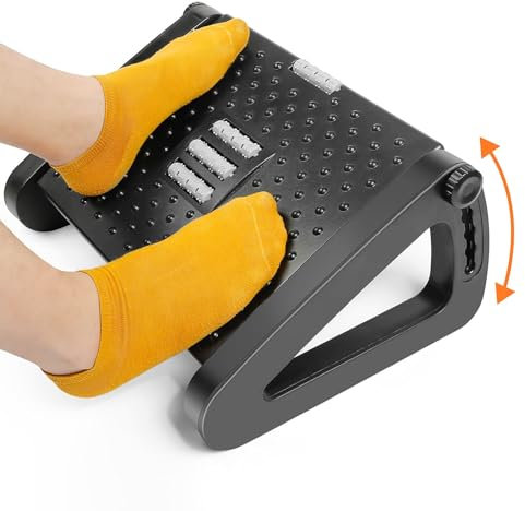 Banaone Reposapiés Ergonómico para Oficina: Apoya Pies Ajustable en 6 Niveles con Función de Masaje, Antideslizante, Ideal para Hogar y Oficina
