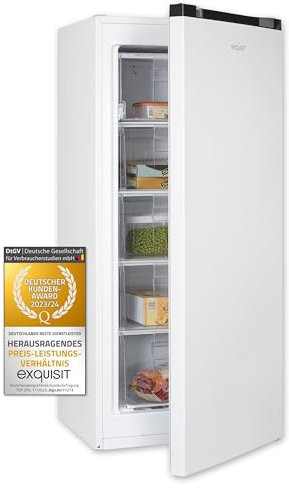Exquisit Gefrierschrank, Tiefkühlschrank, 145 Liter, 55 cm breit, Gefrierschrank gross, 4-Sterne-Gefrierfach, GS5145-051D weiss