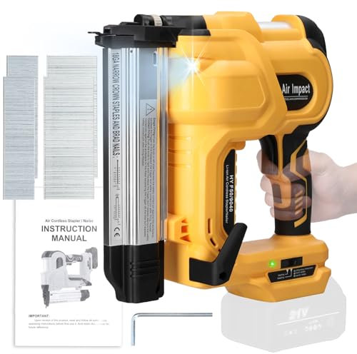 Electric Stapler Cordless Stapler Cordless Nailing Machine Electric Stapler Woodworking Nailer with 200pcs 32mm and 200pcs 50mm Nails
