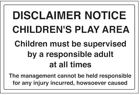 V Safety General Information – Disclaimer Notice Children's Play Area – Panneau de sécurité avec cadre à pression 400 x 300 mm