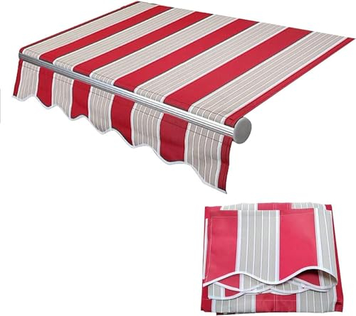 AMNOOL Einziehbar Garten Markisenoberstoff Ersatz Dauerhaft Außen Sonnenschirm Baldachinstoff Wasserdicht 280g Polyester Markisenabdeckung Schattenstoff für Terrasse