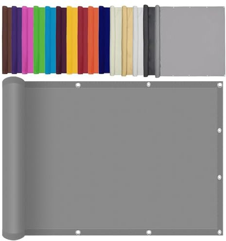 Tenda a Vela Impermeabile 150 x 200 cm Protezione Solare Antivento Anti UV 98% Rete Telo Ombra Traspirante Tenda da Sole Privacy con Occhielli Fascette per Terrazza, Grigio Chiaro