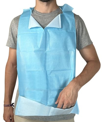 MUNTRADE Einweg-Lätzchen für Erwachsene, mit Tasche, wasserdicht, für ältere Erwachsene, blau, 250 unidades