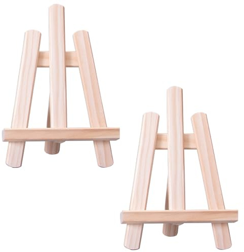 JDBlissful Holz-Staffelei Set - 2 Mini Staffeleien, Display-Staffelei, Deko-Ständer, Sitzstaffelei für Bilder, Gemälde, Kinder Kunst & Handwerk (B)