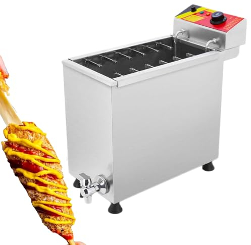 Commercial Machine,Corn Dog Fryer 25L Commercial Cheese Hot Dog Sticks Maker Machine Electric Deep Fryers for Kitchen Restaurant Snack Bar Canteen Home, Large Capacity Electric Dee