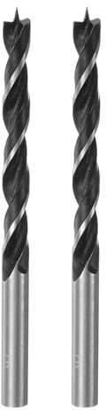 QUARKZMAN 2Pcs Mèches de Perçage Pointe Brad 6,5mm (16/64) Dia Tige Ronde Droite en Acier Mèche Métrique Pointe Brad 2,6 Profondeur de Perçage Mèches en Spirale pour Menuisier Bois