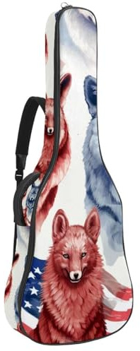 Custodia per chitarra acustica, per 40/41/42, con scomparto per accessori, impermeabile, con strato protettivo, motivo bandiera americana, Multicolore, 42.9x16.9x4.7 in, Borsa per chitarra