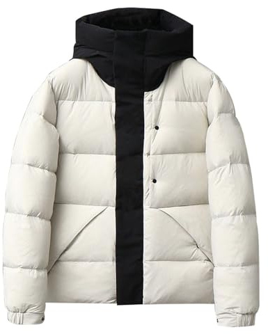 ZLXHFFH Men's Down Jacket with Hood Shiny Quilted Jacket Lightweight Transition Jacket Down Jacket Look Jacket Warm Windproof Jacket Water-Repellent Down Coat Outdoor Casual Style, black, XL