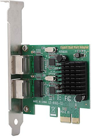 Scheda Ethernet Pcie, Scheda di Rete per Scheda di Rete PC 10/100/1000Mbps RJ-45 * 2 Scheda di Rete GigabiT PCI-Ex1 Doppia Porta per 8102-T2