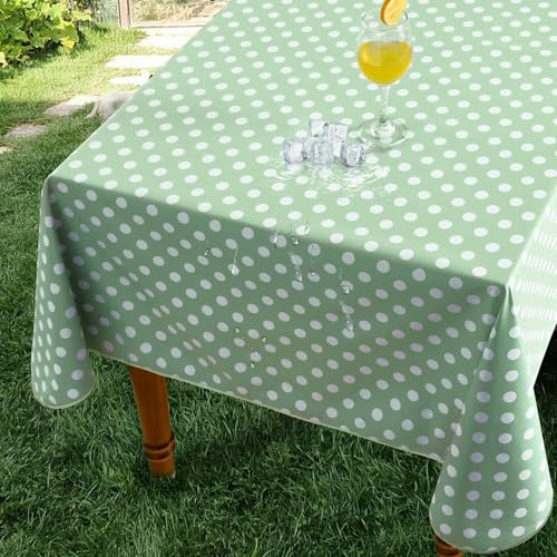 Romanstile Wachstuchtischdecke 100x140 cm Sabeigrün Oster Frühling Tischdecke Outdoor Wetterfest Draußen PVC Wasserdicht Plastik für Hochzeiten, Geburtstag,Party,Hotel,Bar,Esstisch,Gartentisch,Sommer