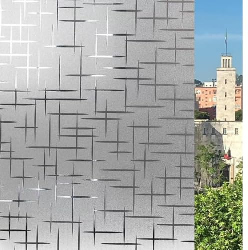 Fensterglasfolie, VIELE GROßE GRÖSSEN (Kreuze, 120 x 200 cm), Kreuze, selbstklebend, satiniert, Sichtschutz, kein Kleber, UV-Schutz, Keine Rückstände, einfache Anwendung, statische Haftung
