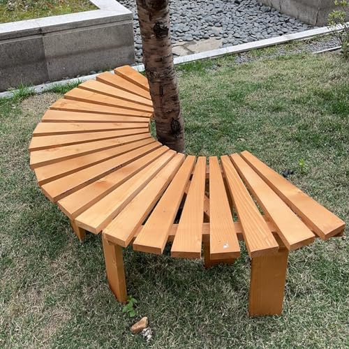 Gartenbank für den Außenbereich, halbrunde Sitzbank ohne Rückenlehne, Außenmöbeldekoration aus Holz für Hof/Balkon/Terrasse, Lounge-Sitzgelegenheiten rund um Baumbänke