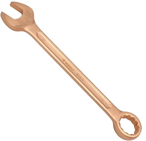 WEDO Llave combinada sin chispas de 21 mm, métrica, longitud 230 mm, 12 puntos sin chispas, llave de desplazamiento de 15 grados, cobre berilio, no magnética, DIN 3113, certificado BAM y FM