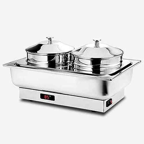 GUHPZA Pentola A Cottura Lenta A Due Pentole, Scaldavivande E Vassoio per Buffet, 600 W, 2 Pentole da 4 Litri.,B