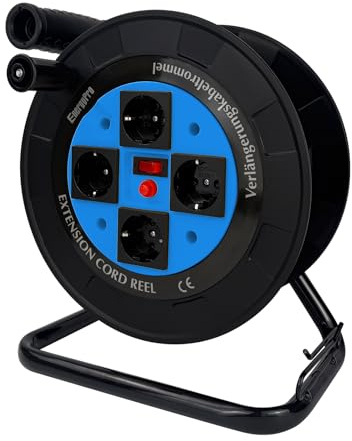 EnergyPro DL616B-EU - Avvolgicavo EX, tamburo avvolgicavo vuoto, IP44, 4 prese, avvolgicavo vuoto, blu