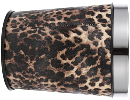 TIDTALEO Pattumiera Bagno in Acciaio Senza Coperchio Stile Retrò Leopardata Secchio Per Rifiuti Compatto e Pratico Per Casa e Ufficio
