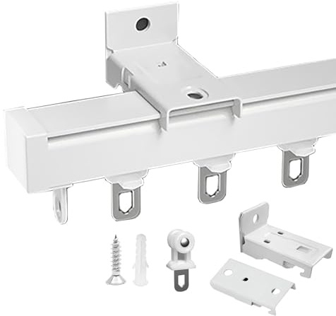 Robust Aluminum Curtain Track Ceiling/Wall Mount Flexible Soundproofing for Room Dividers Supports Heavy Curtains 2.02.5mm Wall Thickness Sleek White Finish