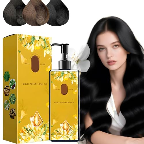 Colore Per Capelli Nutriente A Base Vegetale, Shampoo Per Capelli Naturale E A Lunga Durata, Copertura Uniforme E Naturale Dei Capelli Grigi Per Uomini E Donne - 300 Ml (Nero)