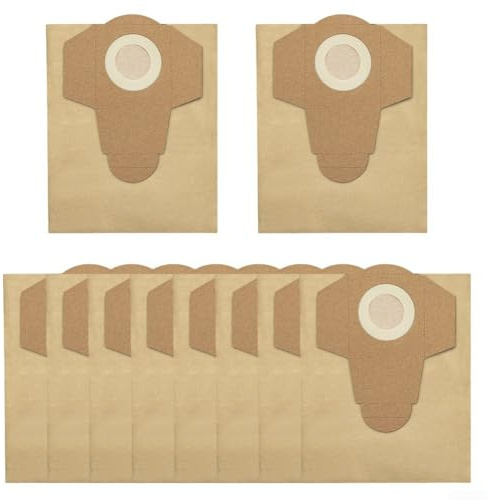 For dust collection bag 20L compatible with wet & dry vacuum cleaners for efficient dust and dirt collection during dry vacuuming, pack of 5 or 10 bags (10 PACK)
