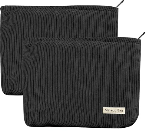 Tcdwla Sminkväska för kvinnor, 2 st Make Up Bag, Sminkväska Resa, Skolväska Manchester Sminkväska för Skolan Affärsresor Shopping Vandring Necessär, Svart 1, Multifunktionell