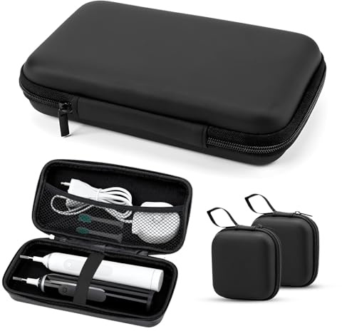 YPLonon Elektrische Zahnbürsten Etui Reise mit 2 Kabeltasche Organizer | Reiseetui Elektrische Zahnbürste Groß Reise Zubehör Organizer Tasche Wasserdicht für Zahnbürste, Datenkabel, Kopfhörer