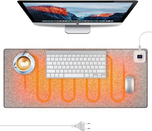 Uppvärmd skrivbordsunderlägg 80 x 33 cm, 6 värmenivåer uppvärmd musmatta och 4 timmars automatisk avstängning, intelligent uppvärmd skrivbordsunderlägg för hemmet