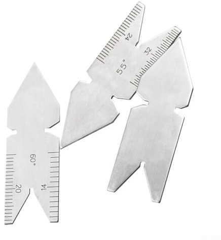 Yhenlovtt 3 piezas de calibre central de acero inoxidable para medición de paso de rosca de 55° y 60°, plantilla de tornillo métrica y estándar, 0,5 mm/1 mm/14-32 tpi, herramienta de taller