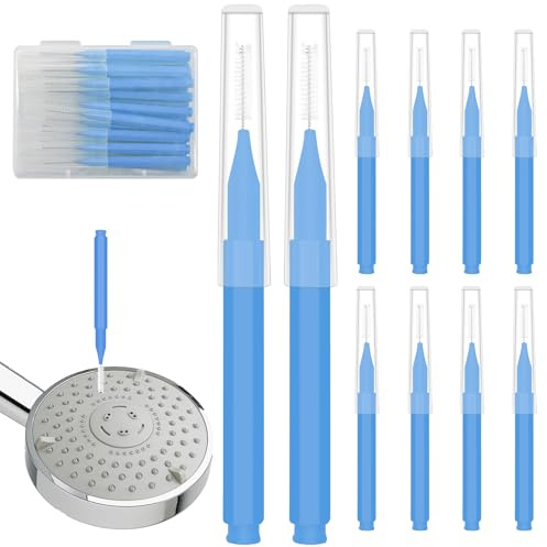 Bcautay 20pcs Shower Head Cleaner Picks, Shower Head Cleaner Tools | for Small Hole Anti-Clogging Cleaning Brush for Gap Nozzle Slot (blue)