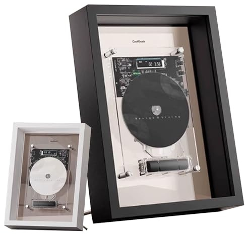 Wall Mounted Cd Player, Music Picture Frame Cd Player with Remote Control, Bluetooth 5.0, Aux Output - Compact Design, Without Speakers, for Home, Gallery, Office Decor black