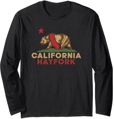 Hayfork California Vintage Bear Retro State Pride Long Sleeve T-Shirt