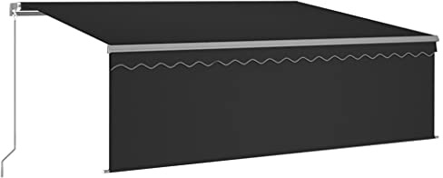 Todiikf Auvent à bras articulés - 4 x 3 m - Avec store intégré - Rétractable manuellement - En aluminium - Brise-vue - Pour terrasse et balcon - Anthracite