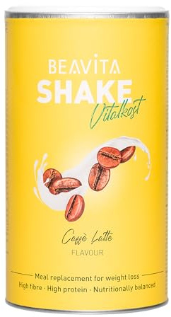 BEAVITA Vitalkost Diät Shake Caffé Latte proteinreich, kalorienarm, vollwertiger Mahlzeitenersatz mit Vitaminen, Mineralien, Ballaststoffen, Gewichtsmanagement, Wohlbefinden, für 10 Shakes - 572 g