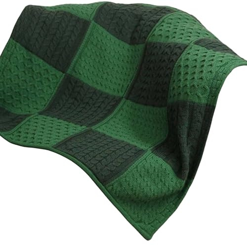 Aran Woollen Mills Coperta Irlandese 100% Lana Merino Patchwork Intarsiato (42'' x 66'' Inches) (Kiwi/Connemara Verde)