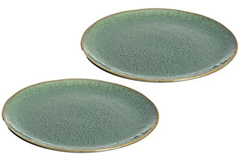 Leonardo Matera Keramik-Teller 2-er Set, spülmaschinengeeignete Speise-Teller, Essteller mit Glasur, 2 runde Steingut-Teller, Ø 27 cm grün, 026988