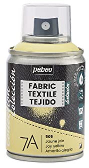 PEBEO - Peinture en Spray pour Textiles 7A Spray - Tissus Naturels et Synthétiques - Base Eau - Sans Solvant - Résistante au Lavage Machine - Peinture sur Tissu Couleur Jaune Joie