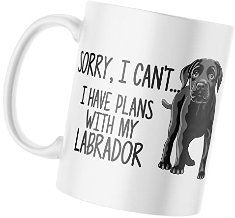 Purple Print House Black Labrador Mug Sorry I Can't I Have Plans With My Labrador Tea Coffee Cup Unisex Funny Birthday Gifts For Men and Women Lab Dog Owners