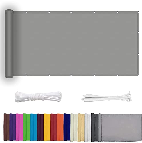Balkon Sichtschutz Seitenmarkise 130 x 250 cm mit Ösen Kabelbinder Wetterfest Baldachin PB2 PES 100% Polyester für Seite den Balkon Garten Terrasse, Hellgrau
