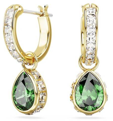 Swarovski Pendants d'oreilles Stilla, Taille poire, Vertes, Placage de ton or