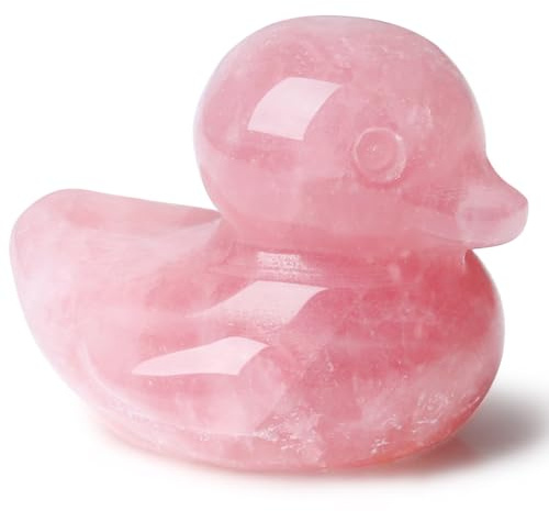 DUQGUHO Duck Figurine Gifts Statue Pink Ducks Mom Deocr Gift Rose Quartz Crystals Stones Duck Lovers Duck Collectible Desk Mothers Day Office Deocration